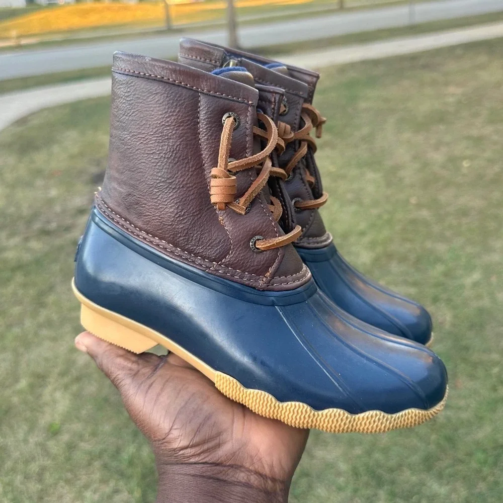 Sperry Topsider Saltwater Duck Boots Little Kids Size‎ 1M Blue Brown